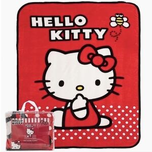 SANRIO RED HELLO KITTY TWIN-SIZE RASCHEL BLANKET 60IN. x 80IN. FREE SHIPPING